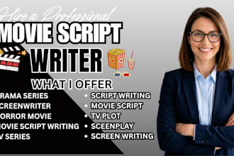 write movie script, screenplay and horror film scripts