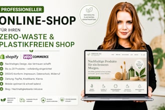 build an online shop store for zero waste, plastic free product brand in germany