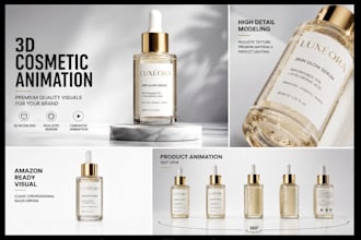 make cinematic 3d skincare and cosmetic 3d product animation for amazon