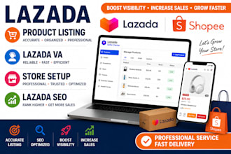 lazada product listing lazada VA store setup lazada SEO shopee stores