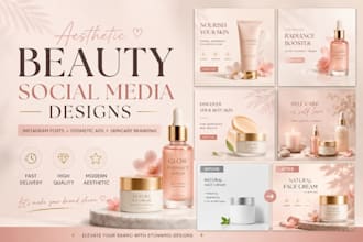 create aesthetic beauty and cosmetic social media designs