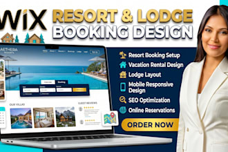 design wix resort lodge vacation rental booking, airbnb and  website design