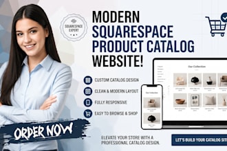 create modern squarespace product catalog website, product catalog design