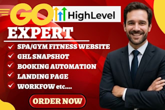 design gohighlevel canva fitness website funnel gym spa snapshot booking system