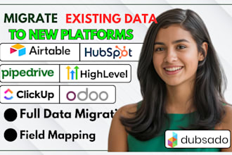 do data migration for airtable, hubspot crm monday, odoo, ghl espo, pipedrive