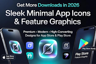 design 2026 sleek minimal app icon and feature graphic for app store play store