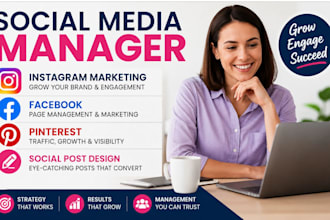 social media manager for instagram marketing, facebook,pinterest and social post