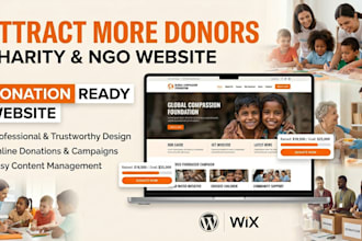 design nonprofit charity ngo donation website on wordpress or wix