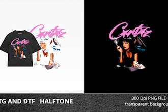 design trendy halftone streetwear graphics for dtg and dtf printing