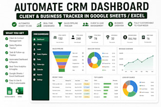 automate crm dashboard client and business tracker in google or excel sheets