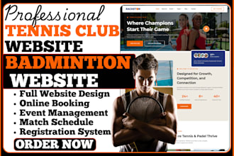 build modern tennis website sports club tennis academy website badminton website