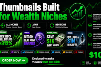 design cinematic finance youtube thumbnails for high CTR