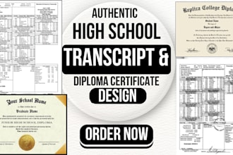 design high school transcript, ged certificate, diploma and college certificate