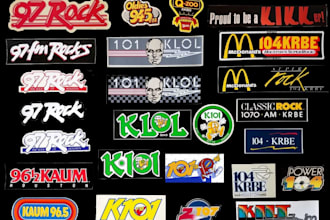 create retro hand drawn music radio station logo