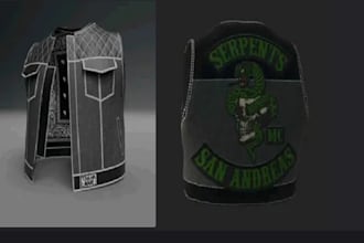 create custom fivem mc kuttes, mc patch, mc cuts with ranks and side rockers