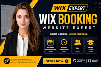 redesign wix online booking website, booking scheduling, CRM, online course