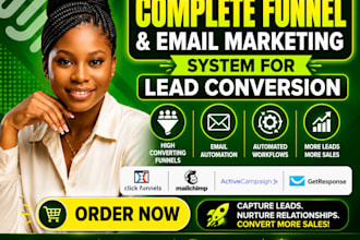setup complete funnel and email marketing system for conversion