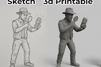 convert 2d to 3d printable character model, toy, cosplay, figurine, collectibles