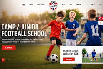 design football academy website gaming, basketball football wordpress website