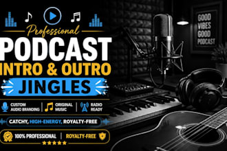 produce a custom podcast jingle intro and outro vocal recording radio branding