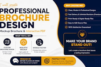 create a professional brochure design, mockup brochure, and interactive PDF