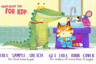 draw children story book illustration for whimsical book