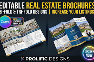 design editable real estate brochure, bifold and tri fold brochure design