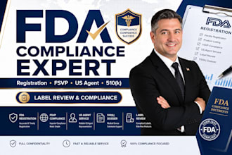 provide fda compliance, registration, US agent and label review