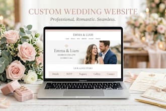design squarespace wedding website with rsvp, gallery, schedule and maps website