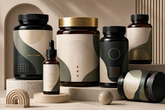 design product box packaging, supplement label, pouch design, and product mockup