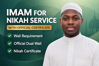 imam for your online nikah ceremony, provide muslim witness, nikah certificate