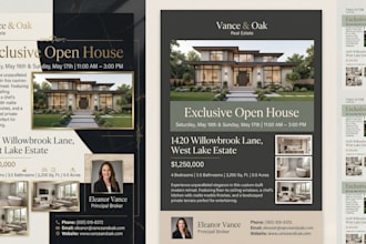 design a professional real estate flyer for listings, open house and rentals