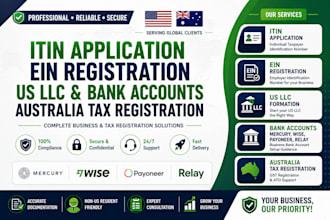 do itin application, ein registration, US llc and australia tax
