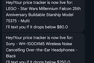 provide a price tracking service with text alerts
