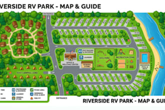 design campground map, rv park, resort map, and illustrated site plan
