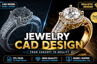 do custom jewelry cad design for 3d printing and realistic rendering in rhino3d