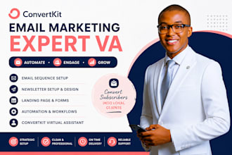 setup convertkit email sequence convertkit newsletter kit landing page expert VA