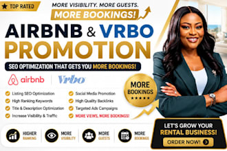 promote and advertise your airbnb listing, vrbo with SEO to boost bookings