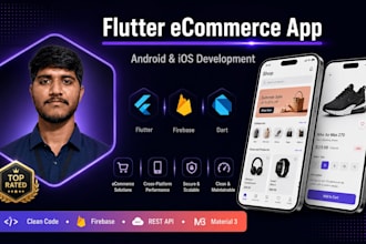 build a premium flutter ecommerce mobile app for android and ios