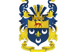 design modern heraldry, coat of arms, family crest, heraldic logo