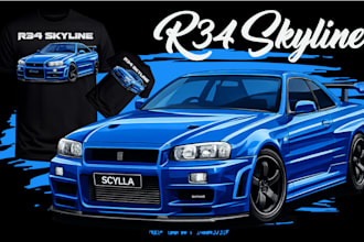 create awesome cartoon car vector illustration for t shirt design