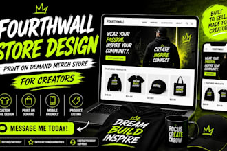 fourth wall website design, fourth wall store set up merch pod design