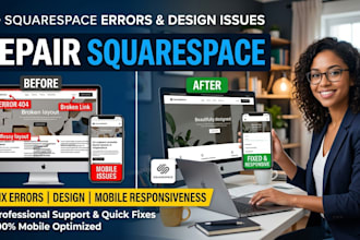 repair squarespace website errors, design issues and mobile responsiveness