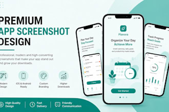 create professional app store and play store screenshot designs for mobile apps