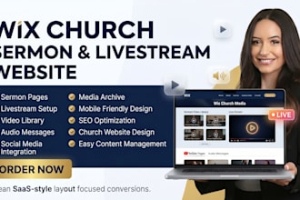 design wix church website with sermon page, and livestream integration
