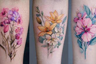 create a watercolor tattoo design