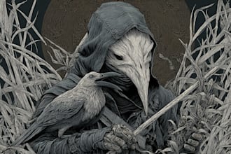 do an brutal, dark, horror, metal art illustration