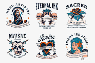 create vintage tattoo studio logo