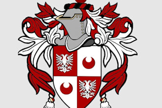 design a modern style family crest heraldic shield, coat of arms