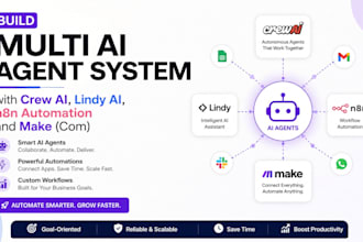 build multi ai agent system with crew ai, lindy ai, n8n automation and make com
